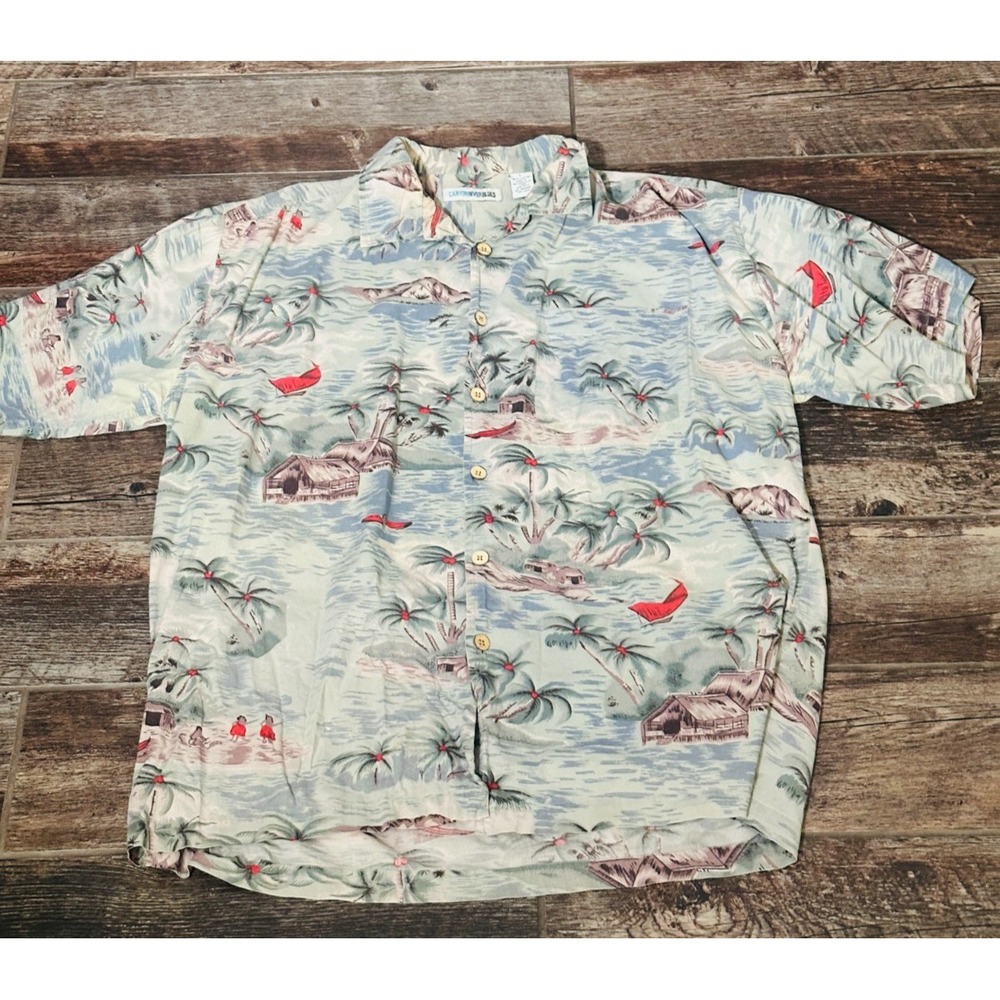 Men's Canyon River Blues Short Sleeve Cotton Hawaiian Shirt - L Large